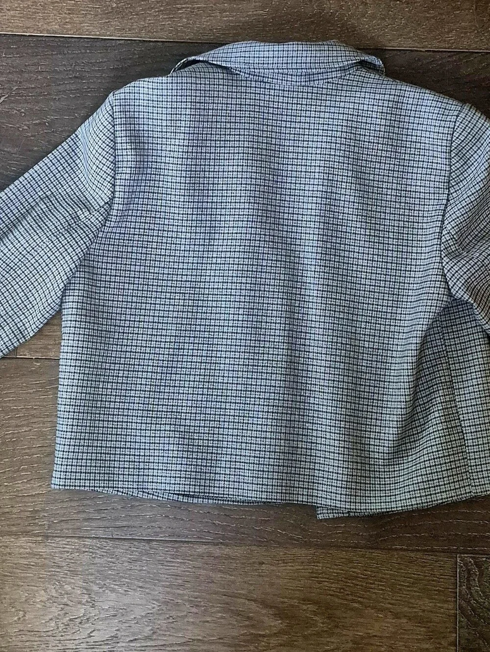 Calvin Klein Cropped Micro Plaid Button Front Jacket